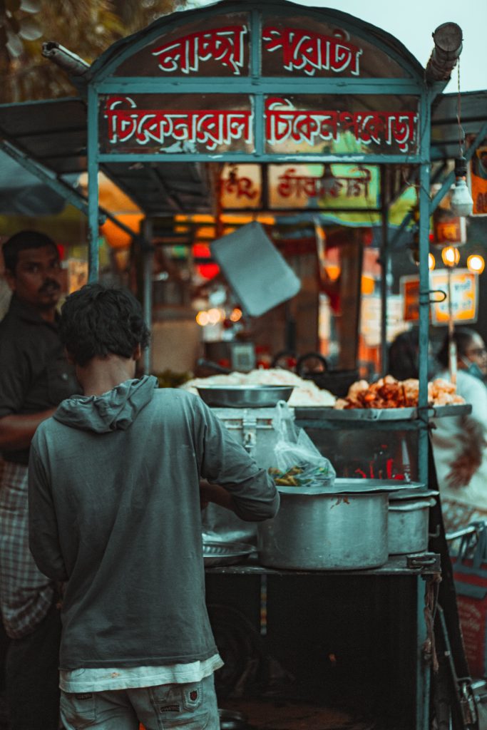 A boy at a roadside tea stall